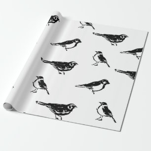 Papier Cadeau Encre bracelet oiseau vintage sans couture encre,