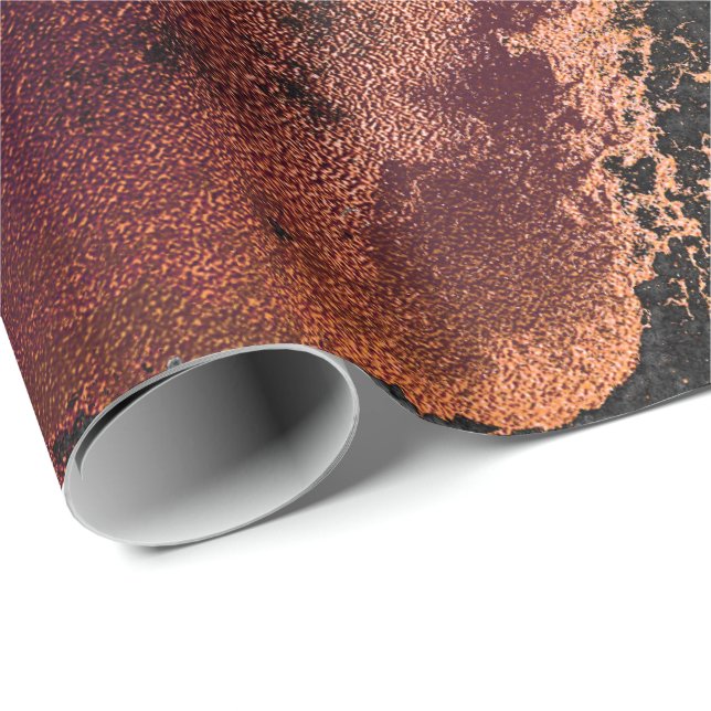 Papier Cadeau Encre Cuivre Or Liquide Peinture Gris Bourgogne (Coin rond)