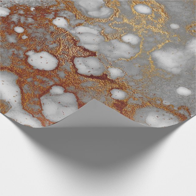 Papier Cadeau Encre Cuivre Or Liquide Peinture Gris Burgundy Bla (Coin)