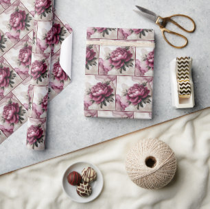 Papier Cadeau Encre D'Alcool Rose Peony