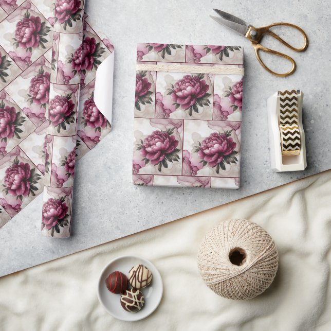 Papier Cadeau Encre D'Alcool Rose Peony (Artisanat)