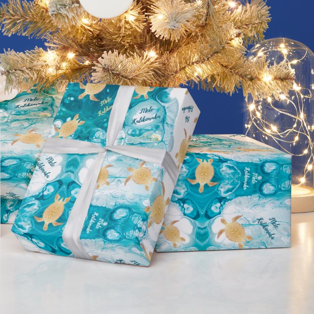Papier Cadeau Encre de tortues d'or | Noël de Mele Kalikimaka (Vacances)