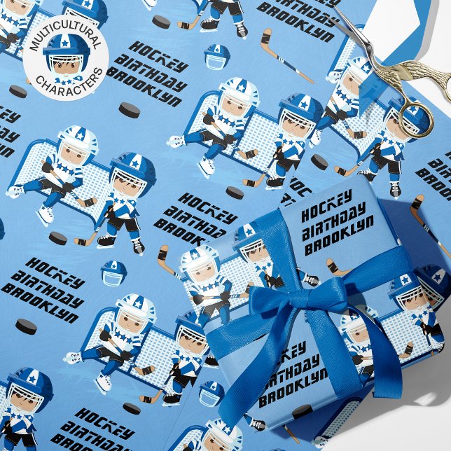Papier Cadeau Enfant asiatique Hockey Anniversaire Personnalisé (Créateur téléchargé)