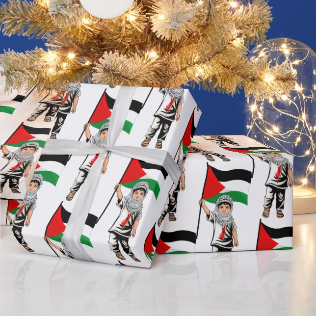 Papier Cadeau Enfant avec le drapeau de Keffiyeh Palestine (Vacances)