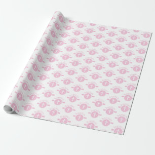 Papier Cadeau Enfant de Dieu baptisée personnalisable, rose