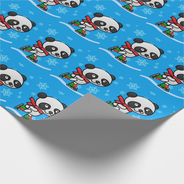 Papier Cadeau Enfant mignon de Noël de neige de patinage de (Coin)