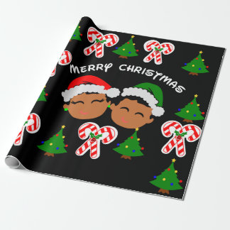 Papier Cadeau Enfants afro-américains Black Boy and Girl twins