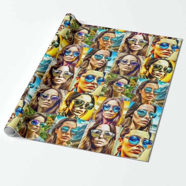 Papier Cadeau Enfants cool en lunettes de soleil AI Art (Déroulé)