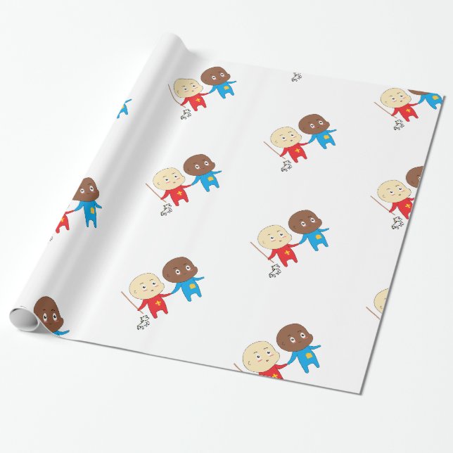 Papier Cadeau Enfants Cutieful Art Babies St. Nicholas Sinterkla (Déroulé)