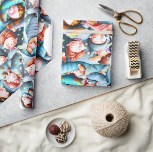 Papier Cadeau Enfants dormant couchage sommeil sommeil sommeil p