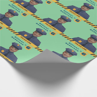 Papier Cadeau Enfants Enveloppement Cadeau Police Anniversaire