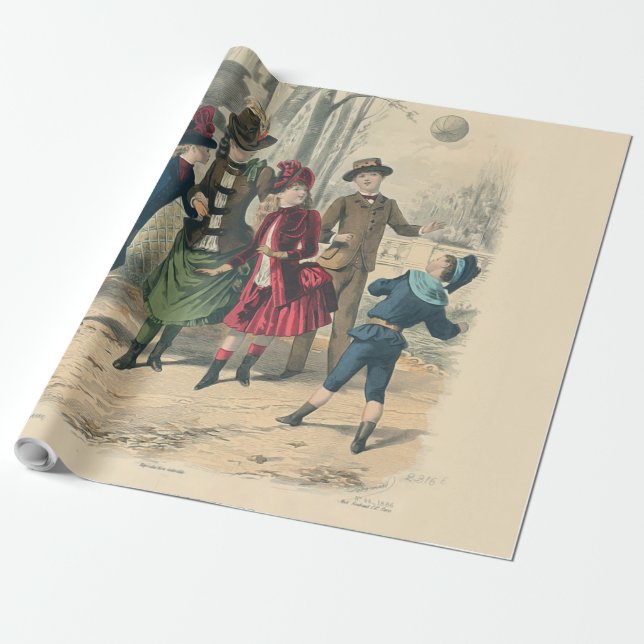 Papier Cadeau Enfants Famille Antique Victorienne Enfant (Déroulé)