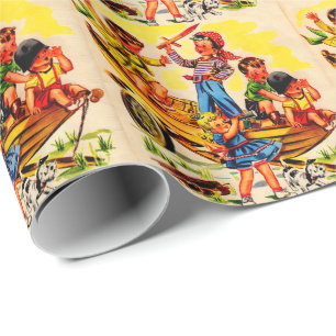 Papier Cadeau enfants jouant pirate