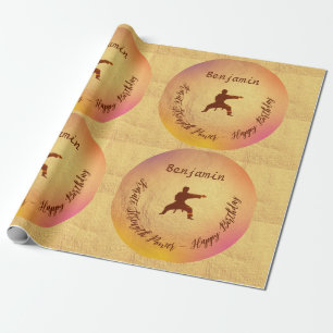 Papier Cadeau Enfants modernes Joyeux Anniversaire Arts Martiaux