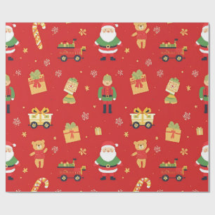 Papier Cadeau Enfants Noël Père Noël & Jouets 30 pouces par 60