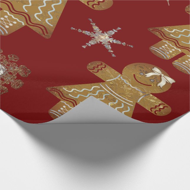 Papier Cadeau Enfants pain d'épices Noël de fille (Coin)