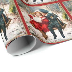 Papier Cadeau Enfants victoriens vintages sur le papier