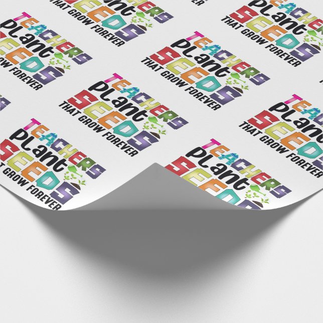 Papier Cadeau Enseignants Graines Plantes Qui Croissent Pour Tou (Coin)