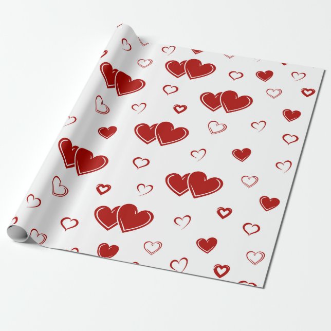 Papier Cadeau Ensemble pour toujours deux coeurs entourés par (Déroulé)
