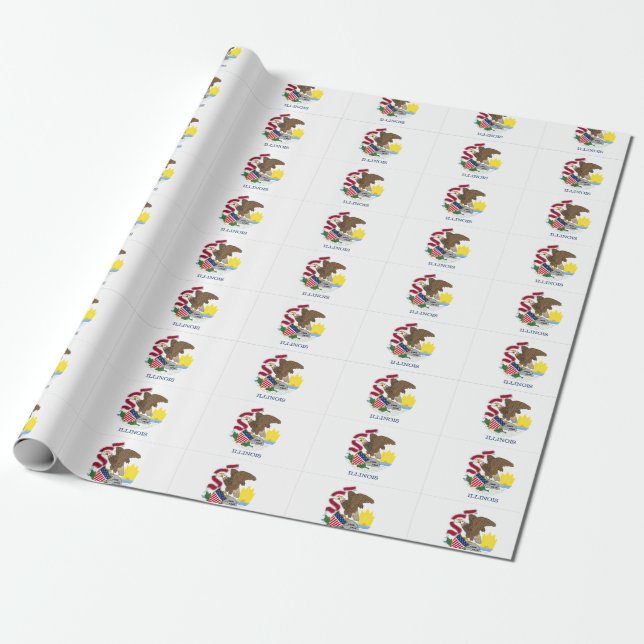 Papier Cadeau Ensigne Motif Carrelé De L'Illinois (Déroulé)