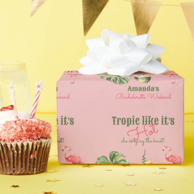 Papier Cadeau Enterrement de vie de jeune fille Rose Tropical Ch (Fête d'anniversaire)
