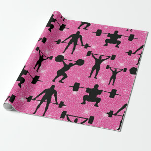 Papier Cadeau Entraînement Fitness Gymnastique Sport Paillettes 