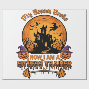 Papier Cadeau Entraîneur de fitness Halloween Balai Cassé Sorciè