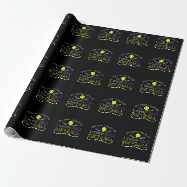 Papier Cadeau Entraîneur De Softball Filles Amusantes (Déroulé)