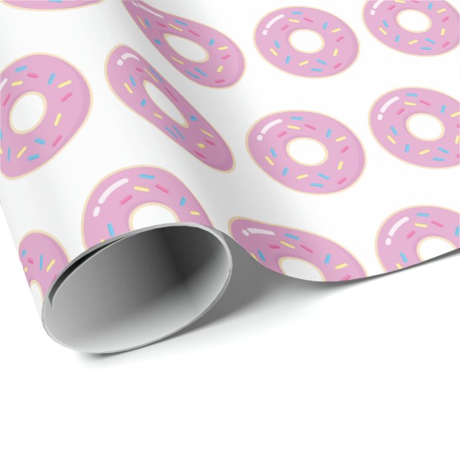 Papier cadeau enveloppant beignets de beignets ros (Coin rond)