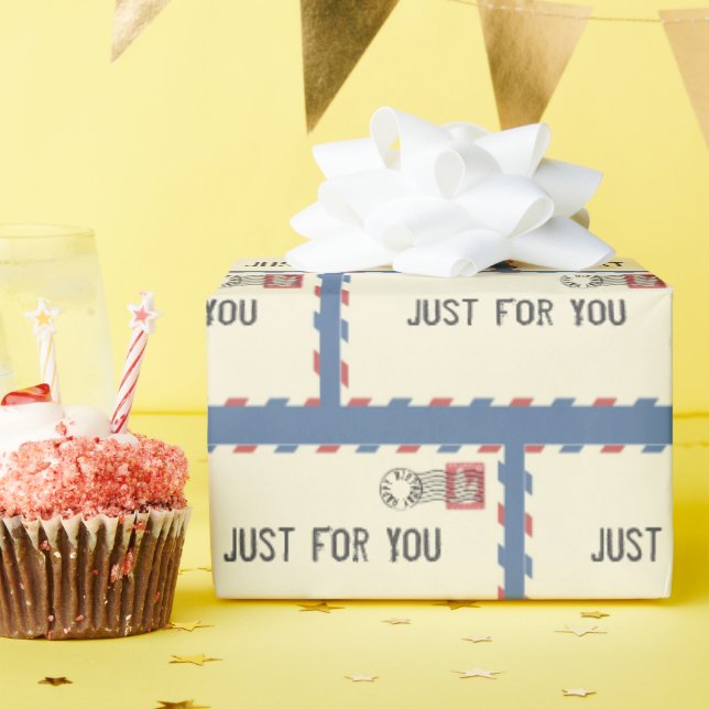 Papier Cadeau Enveloppe Air Mail avec cachet postal d'anniversai (Fête d'anniversaire)