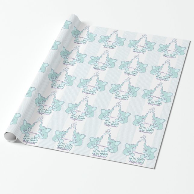 Papier Cadeau Enveloppe bleue de nouveau nom de bébé de (Déroulé)