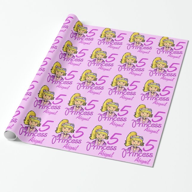 Papier Cadeau Enveloppe blonde d'anniversaire de fille de (Déroulé)