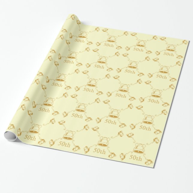 Papier Cadeau Enveloppe cadeau - Cloches de l'anniversaire d'or (Déroulé)