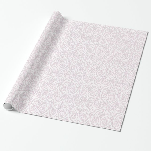 Papier Cadeau Enveloppe cadeau Damas rose et blanc (Déroulé)