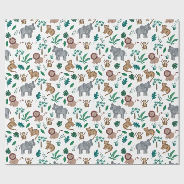 Papier Cadeau Enveloppe cadeau d'anniversaire de la jungle pour  (Plat)