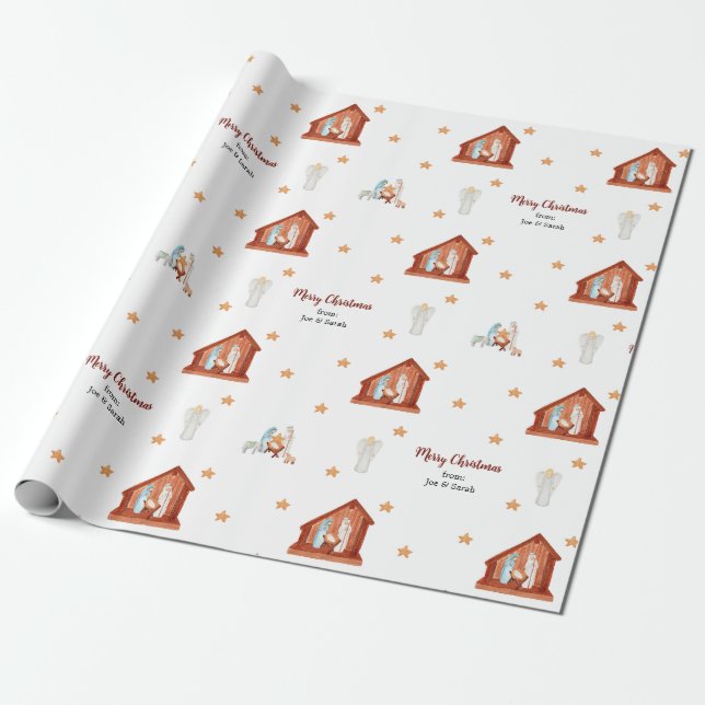 Papier Cadeau Enveloppe cadeau de la scène de nativité - Customi (Déroulé)