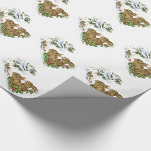 Papier Cadeau Enveloppe cadeau de Noël/lapins et oiseaux