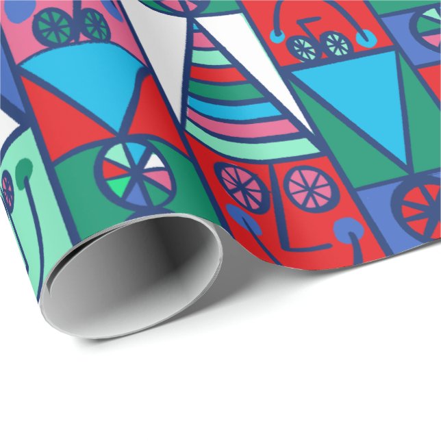 Papier Cadeau Enveloppe Cadeau Des Elfes Heureux (Coin rond)