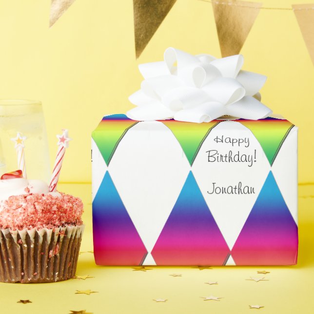 Papier Cadeau Enveloppe cadeau - Diamètre arc-en-ciel avec texte (Fête d'anniversaire)
