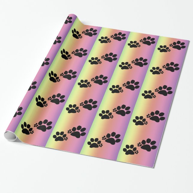 Papier Cadeau Enveloppe cadeau - empreintes de pattes polydactyl (Déroulé)