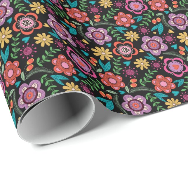 Papier Cadeau Enveloppe cadeau floral Go Bold Bohemian Avant-Gar (Coin rond)