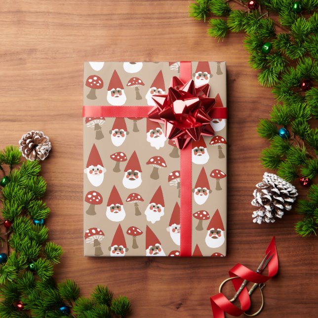 Papier Cadeau Enveloppe cadeau Gnomes et Champignons (Cadeau de vacances)