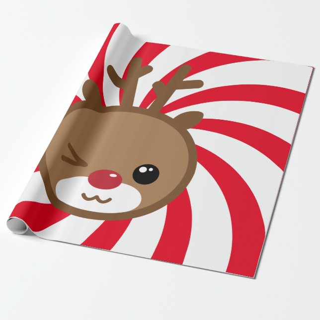 Papier Cadeau Enveloppe cadeau Kawaii Reindeer (Déroulé)