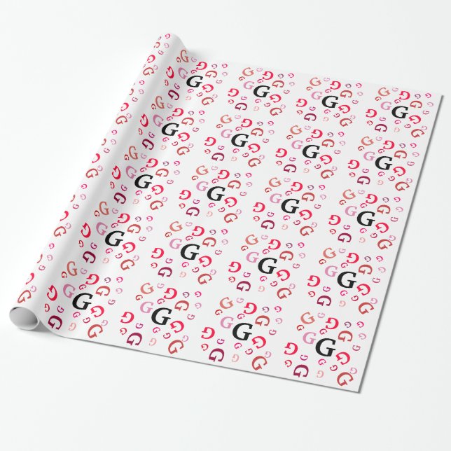 Papier Cadeau Enveloppe cadeau - Lettres mélangées en rouge (Déroulé)