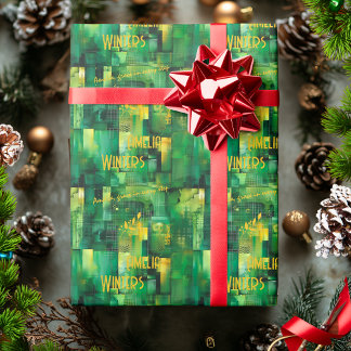 Papier Cadeau Enveloppe cadeau moderne vert numérique personnali