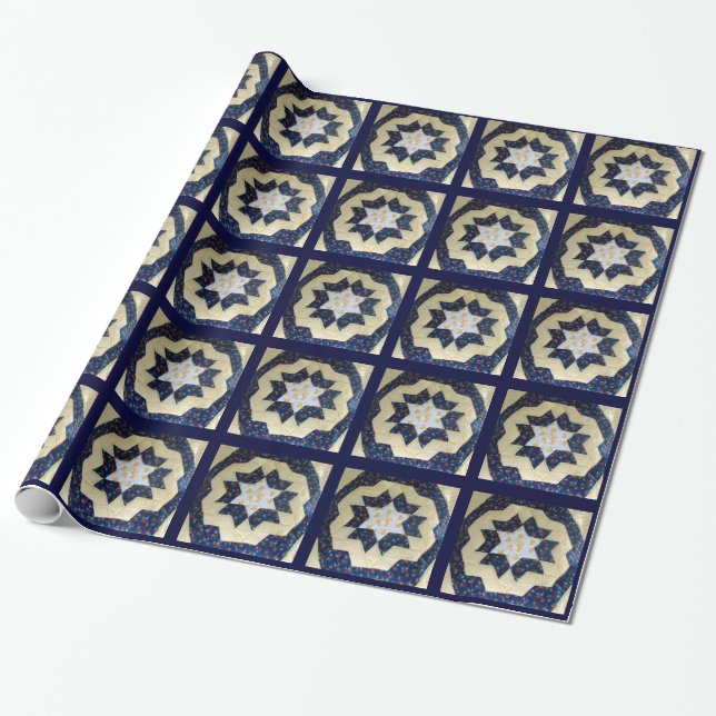 Papier Cadeau Enveloppe cadeau - Motif à fleurs étoilées (Déroulé)