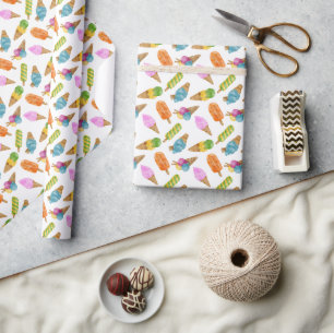 Papier Cadeau Enveloppe cadeau Motif crème glacée colorée