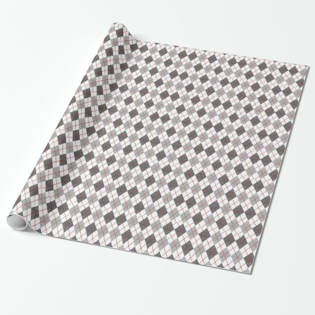 Papier Cadeau Enveloppe cadeau Motif de Jacquard gris et blanc (Déroulé)