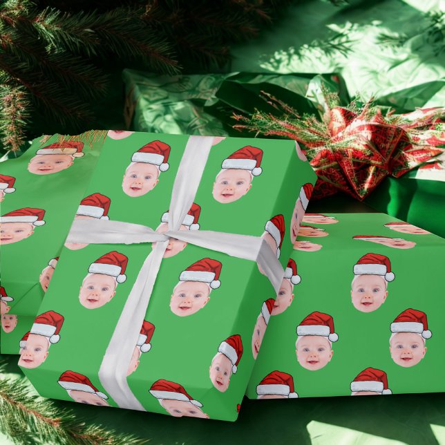 Papier Cadeau Enveloppe cadeau Père Noël personnalisée, visage (Créateur téléchargé)