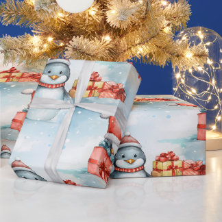 Papier Cadeau Enveloppe cadeau pingouin gai